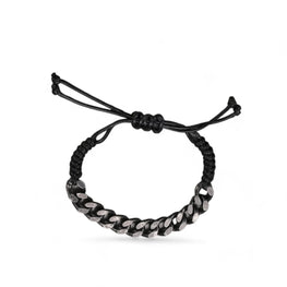 Cuban Bracelet with Leather adjustable