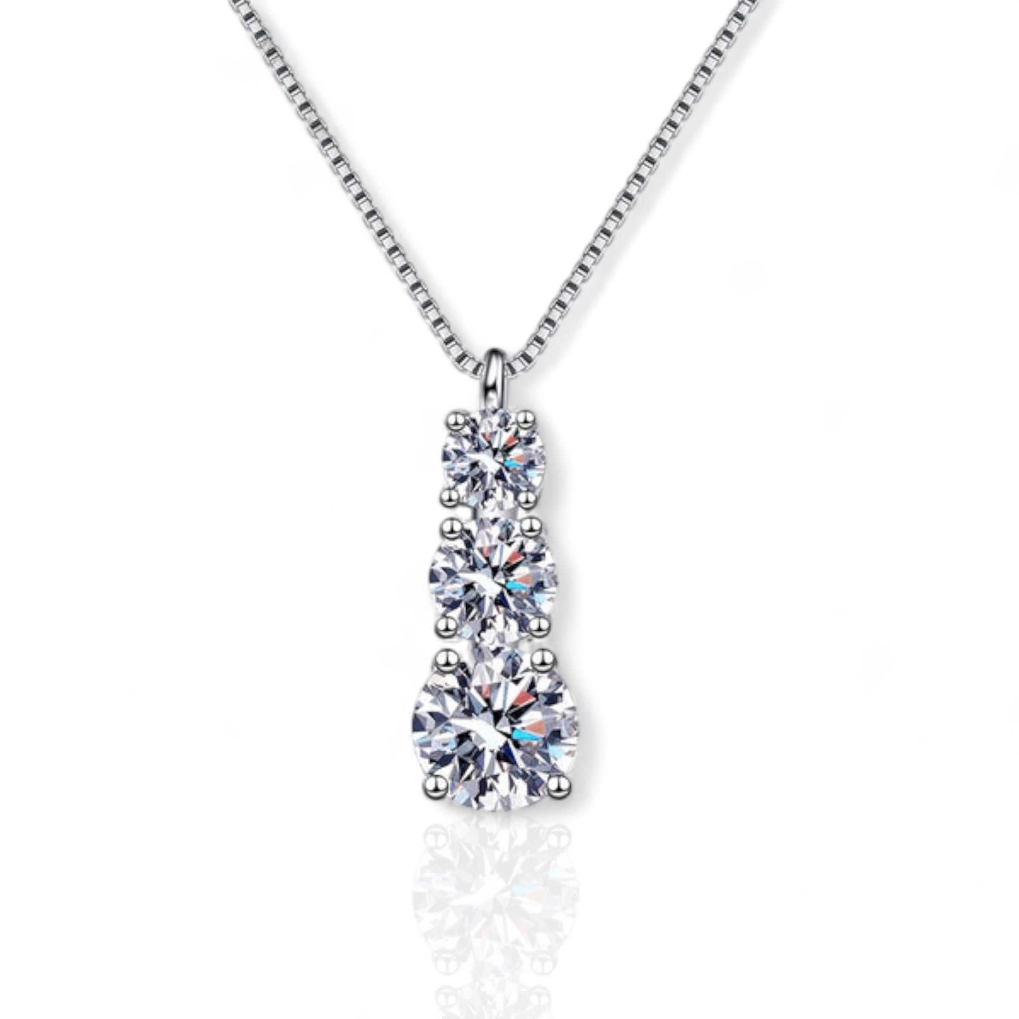 Moissanite Pendant Necklace with 3 Diamond